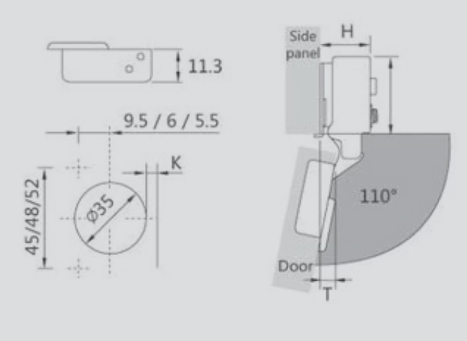Ø35 One-Way Soft-Close Short Arm Hinge 1-3/8″ x 1-1/4″