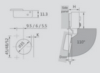 Ø35 One-Way Soft-Close Short Arm Hinge 1-3/8″ x 1-1/4″